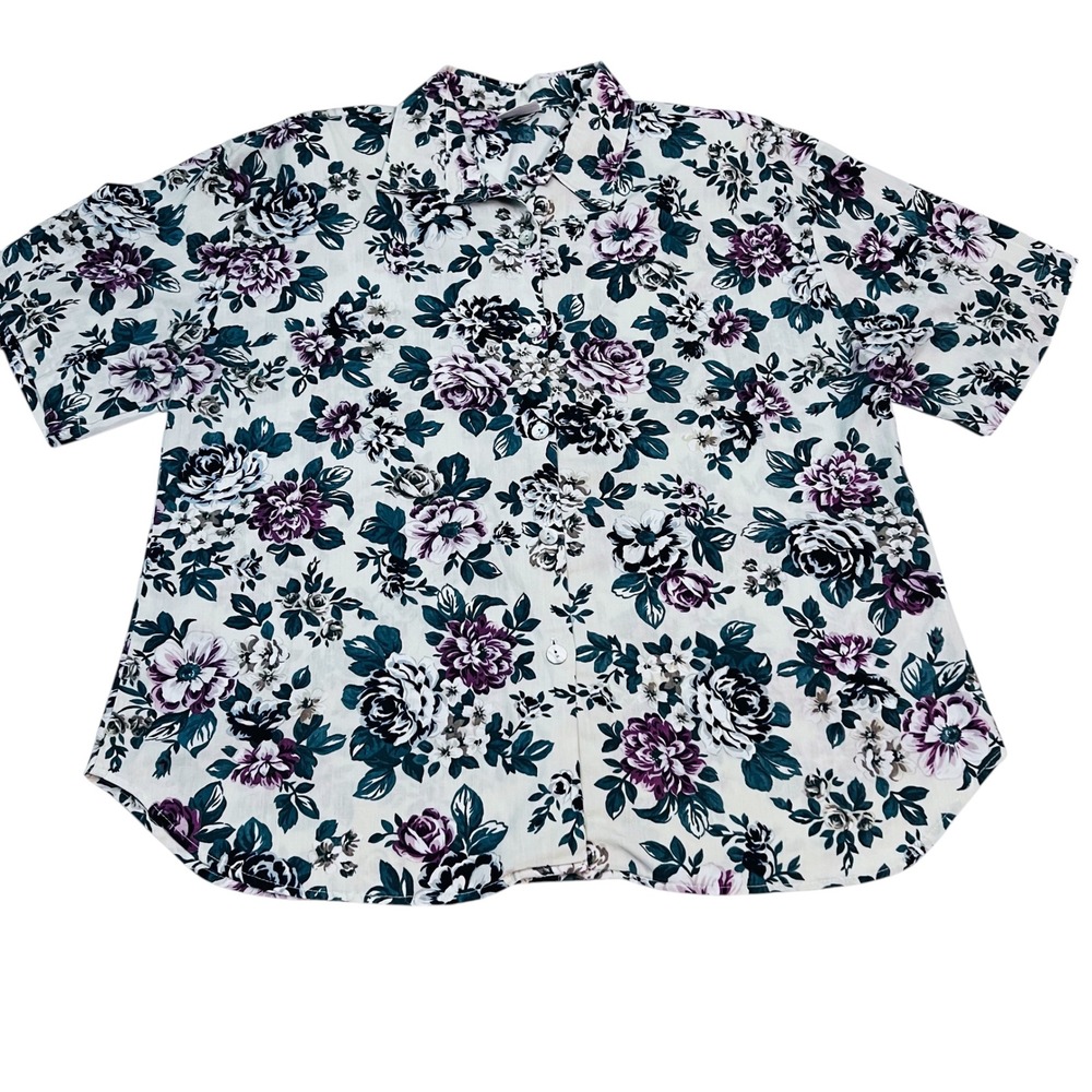 Bobbie Brooks Floral Button Down‎ Shirt Women's 1X